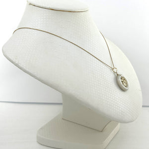 14k Solid Gold Dragon Mother of Pearl Donut Pendant