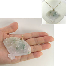 Load image into Gallery viewer, 14k Yellow Gold Hand-Carved Fan Jadeite Pendant Necklace