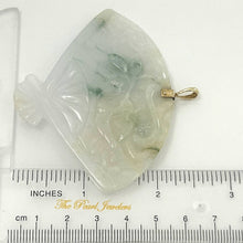 Load image into Gallery viewer, 14k Yellow Gold Hand-Carved Fan Jadeite Pendant Necklace