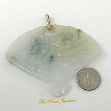 Load image into Gallery viewer, 14k Yellow Gold Hand-Carved Fan Jadeite Pendant Necklace
