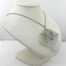 Load image into Gallery viewer, 14k Yellow Gold Hand-Carved Fan Jadeite Pendant Necklace