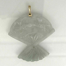Load image into Gallery viewer, 14k Yellow Gold Hand-Carved Fan Jadeite Pendant