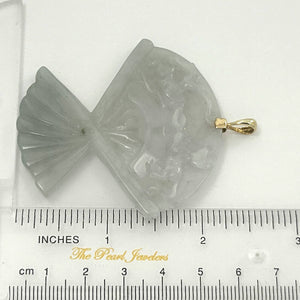 14k Yellow Gold Hand-Carved Fan Jadeite Pendant