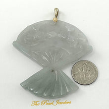 Load image into Gallery viewer, 14k Yellow Gold Hand-Carved Fan Jadeite Pendant