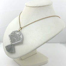Load image into Gallery viewer, 14k Yellow Gold Hand-Carved Fan Jadeite Pendant