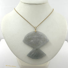 Load image into Gallery viewer, 14k Yellow Gold Hand-Carved Fan Jadeite Pendant