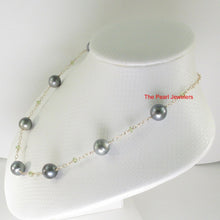 Load image into Gallery viewer, 14k Gold-Filled Seven Black Tahitian Pearls &amp; Peridot Necklace