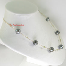 Load image into Gallery viewer, 14k Gold-Filled Seven Black Tahitian Pearls &amp; Peridot Necklace
