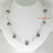 Load image into Gallery viewer, 14k Gold-Filled Seven Black Tahitian Pearls &amp; Peridot Necklace