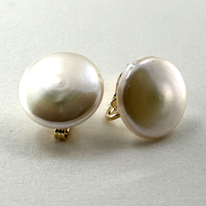 14k Gold-Filled White Coin Pearl Clip-On Earrings