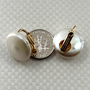 14k Gold-Filled White Coin Pearl Clip-On Earrings