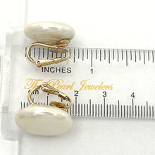Load image into Gallery viewer, 14k Gold-Filled White Coin Pearl Clip-On Earrings (18–19 mm)