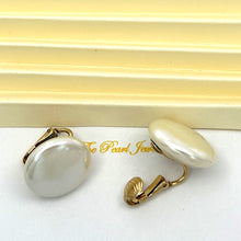 Load image into Gallery viewer, 14k Gold-Filled White Coin Pearl Clip-On Earrings (18–19 mm)