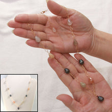 Load image into Gallery viewer, 14k Gold-Filled Rutilated Quartz &amp; Three Baroque Tahitian Pearls Necklace