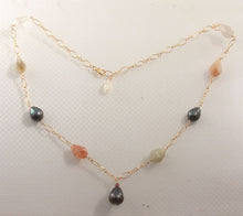 Load image into Gallery viewer, 14k Gold-Filled Rutilated Quartz &amp; Three Baroque Tahitian Pearls Necklace