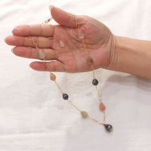 Load image into Gallery viewer, 14k Gold-Filled Rutilated Quartz &amp; Three Baroque Tahitian Pearls Necklace