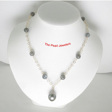 14k Gold-Filled Labradorite & Black Tahitian Pearl Handcrafted Necklace