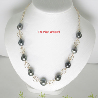 14k Gold-Filled Nine Black Tahitian Pearl Handcrafted Necklace