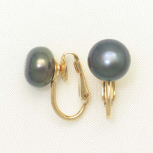 Load image into Gallery viewer, 14k Gold Filled Clip-On Black Pearl Earrings (Non-Pierced)