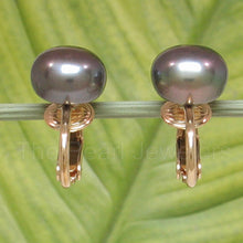 Load image into Gallery viewer, 14k Gold Filled Clip-On Black Pearl Earrings (Non-Pierced)