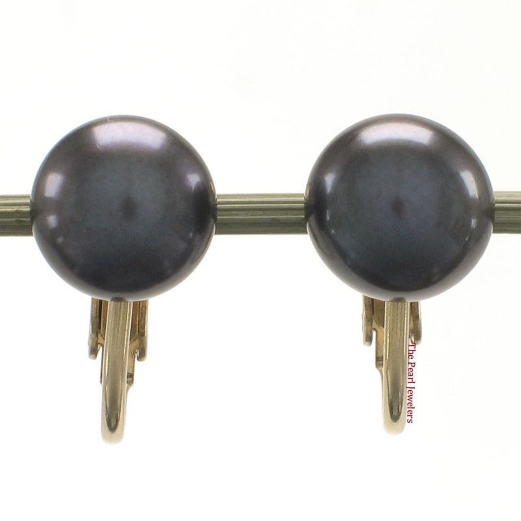 14k Gold Filled Clip-On Black Pearl Earrings (Non-Pierced)