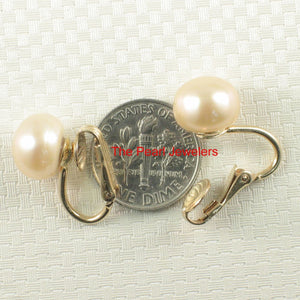 14K Gold Filled Clip-On Peach Pink Pearl Earrings (Non-Pierced)