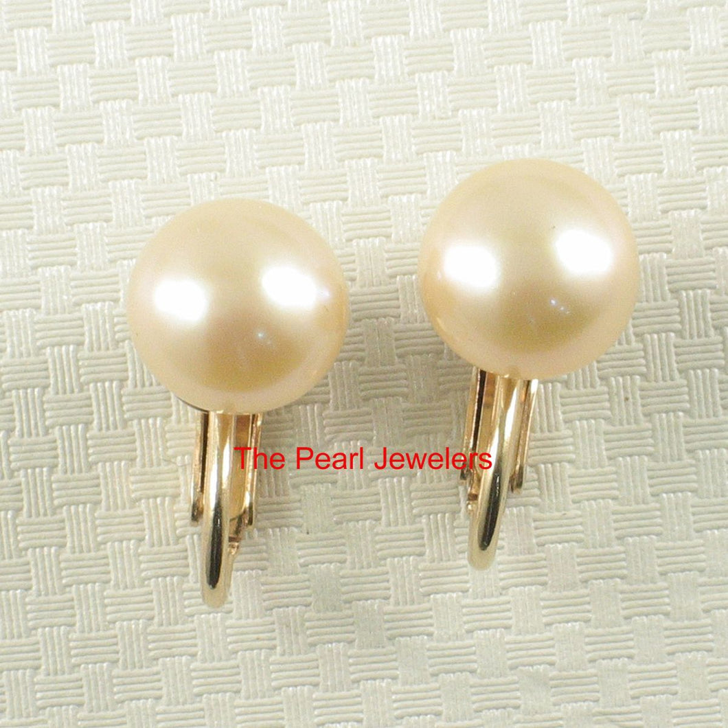 14K Gold Filled Clip-On Peach Pink Pearl Earrings (Non-Pierced)