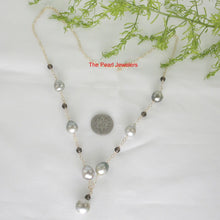 Load image into Gallery viewer, 14k Gold-Filled Seven Baroque Gray Tahitian Pearls &amp; Smoky Quartz Necklace