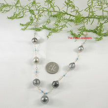 Load image into Gallery viewer, 14k Gold-Filled Seven Baroque Gray Tahitian Pearls with Turquoise Necklace