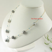 Load image into Gallery viewer, 14k Gold-Filled Seven Baroque Gray Tahitian Pearls with Turquoise Necklace