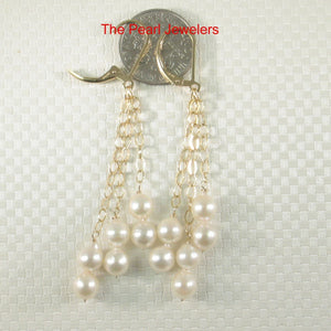 14k Gold-Filled Triple Drop White Pearl Leverback Earrings