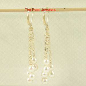 14k Gold-Filled Triple Drop White Pearl Leverback Earrings