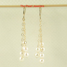 Load image into Gallery viewer, 14k Gold-Filled Triple Drop White Pearl Leverback Earrings