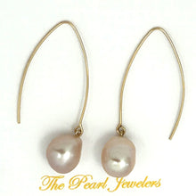 Load image into Gallery viewer, 14k Gold Filled V-Wire Pink Baroque Pearl Dangle Earrings