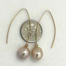 Load image into Gallery viewer, 14k Gold Filled V-Wire Pink Baroque Pearl Dangle Earrings