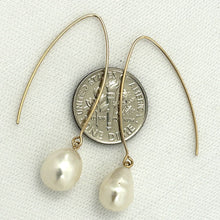 Load image into Gallery viewer, 14k Gold Filled V-Wire White Baroque Pearl Dangle Earrings