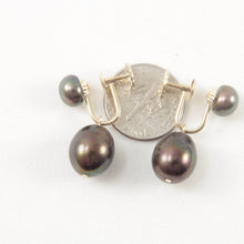 Load image into Gallery viewer, 14K Yellow Gold Screw-Back Black Pearl Earrings (Non-Pierced)