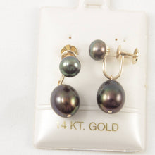 Load image into Gallery viewer, 14K Yellow Gold Screw-Back Black Pearl Earrings (Non-Pierced)