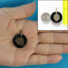 Load image into Gallery viewer, 14k Gold Good Luck Black Onyx Donut Pendant