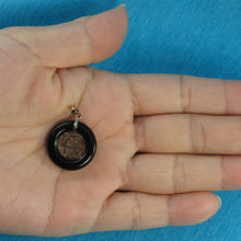 Load image into Gallery viewer, 14k Gold Good Luck Black Onyx Donut Pendant