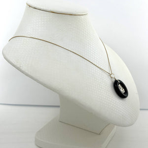 14k Gold Good Luck Black Onyx Donut Pendant