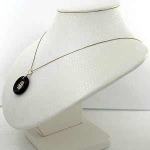14k Gold Good Luck Black Onyx Donut Pendant