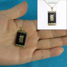Load image into Gallery viewer, 14k Gold Greek Key Black Onyx JOY Pendant