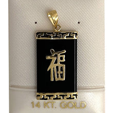 Load image into Gallery viewer, 14k Gold Greek Key Black Onyx JOY Pendant