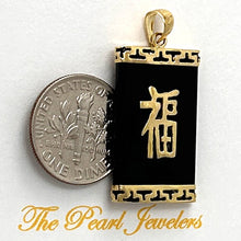 Load image into Gallery viewer, 14k Gold Greek Key Black Onyx JOY Pendant