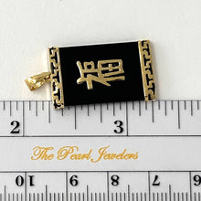 Load image into Gallery viewer, 14k Gold Greek Key Black Onyx JOY Pendant