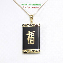 Load image into Gallery viewer, 14k Gold Greek Key Black Onyx JOY Pendant