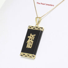 Load image into Gallery viewer, 14k Gold Greek Key Black Onyx JOY Pendant