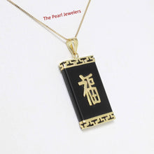 Load image into Gallery viewer, 14k Gold Greek Key Black Onyx JOY Pendant