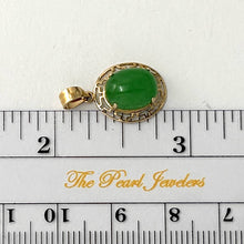 Load image into Gallery viewer, 14k Solid Yellow Gold Greek Key Green Jade Cabochon Pendant Necklace